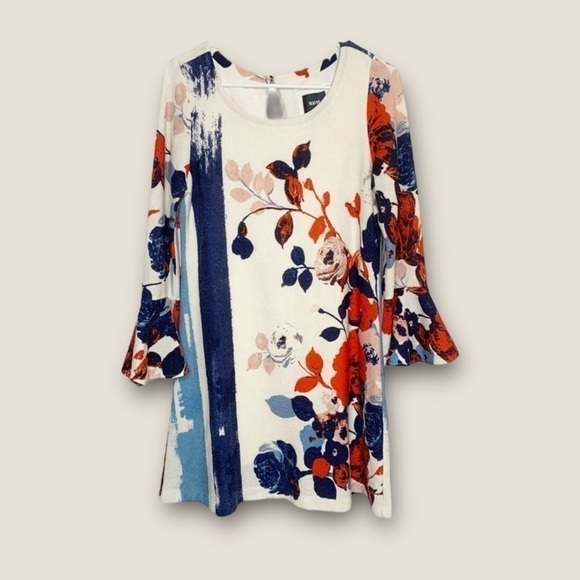 Anthro Maeve Anthousia Knit Floral Swing Dress Cream Combo Small - Picture 2 of 4